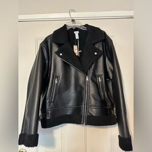 West of Melrose faux leather teddy jacket coat